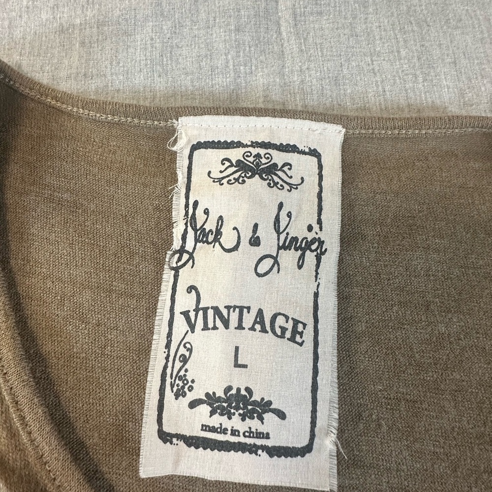 Jack and Jinger Brown and Cream Long Sleeve Boho/Artsy Dress - Picture 5 of 12